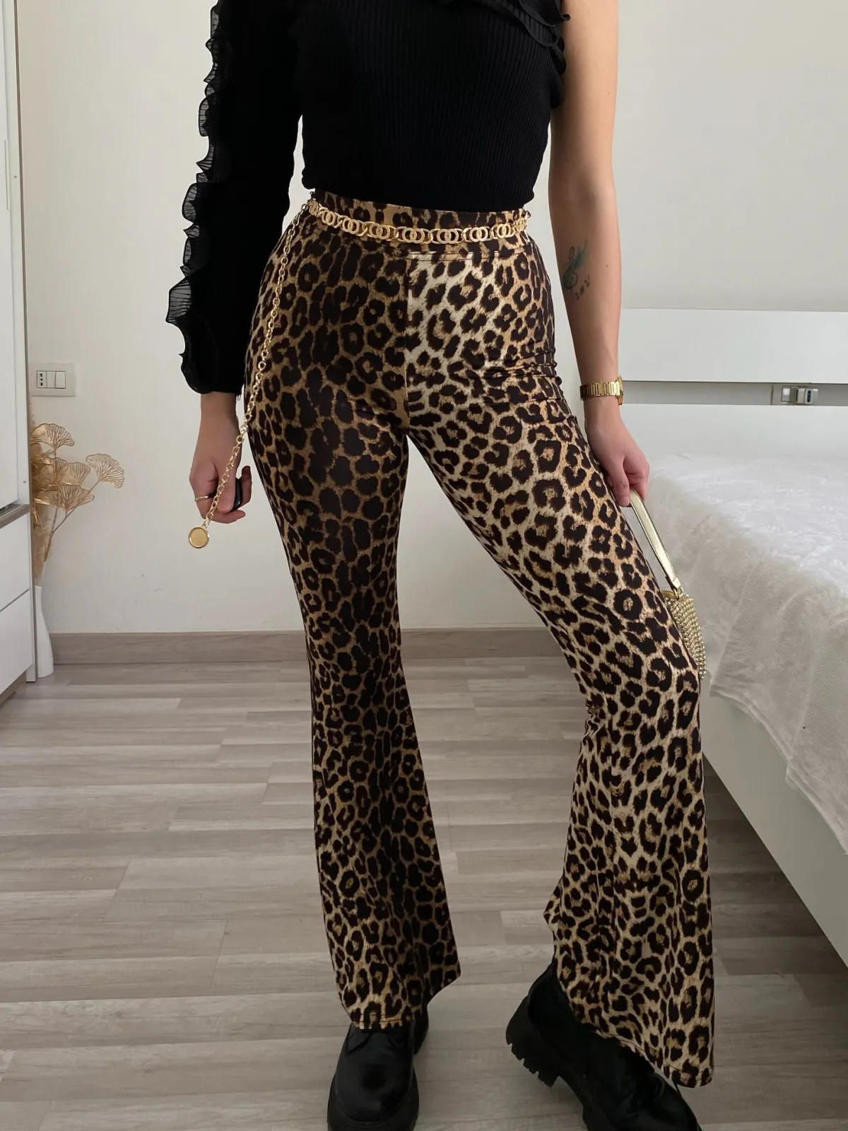 Hot Pantalone a zampa animalier Pantaloni