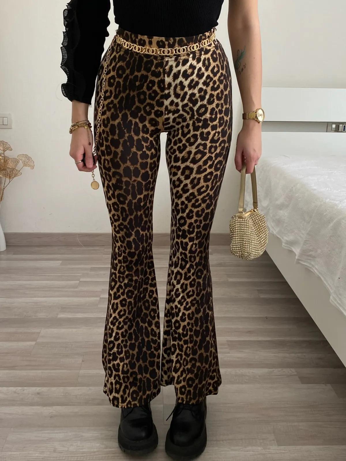 Hot Pantalone a zampa animalier Pantaloni
