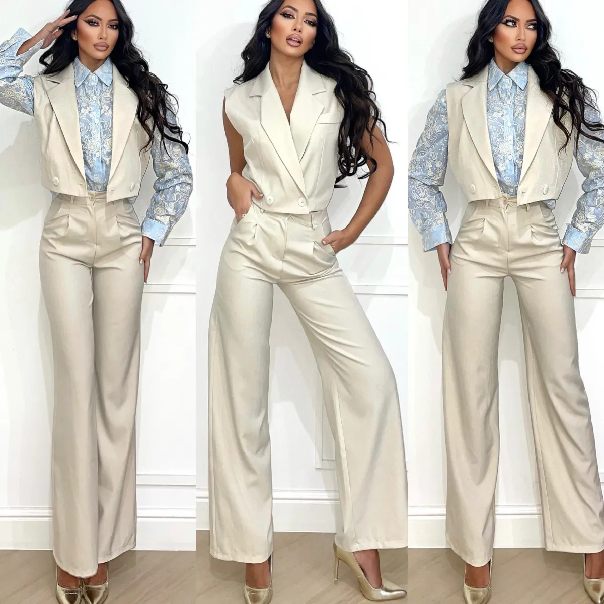 Outlet Set pantalone e smanicato beige Completi & Tute
