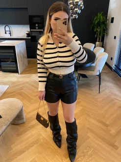 Hot Short ecopelle nero Pantaloni