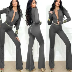 Discount Tuta aderente con zip grigio Completi & Tute