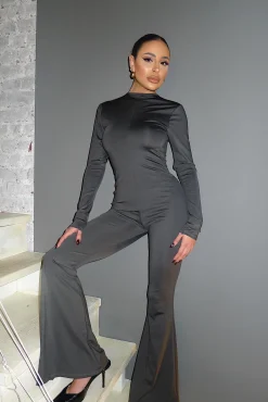 Discount Tuta aderente con zip grigio Completi & Tute