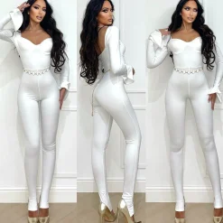 Clearance Tuta bianca con rouches Completi & Tute