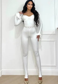 Clearance Tuta bianca con rouches Completi & Tute
