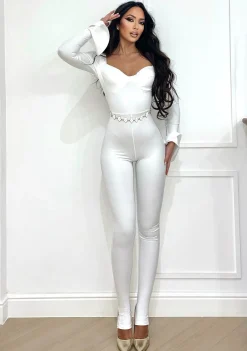 Clearance Tuta bianca con rouches Completi & Tute